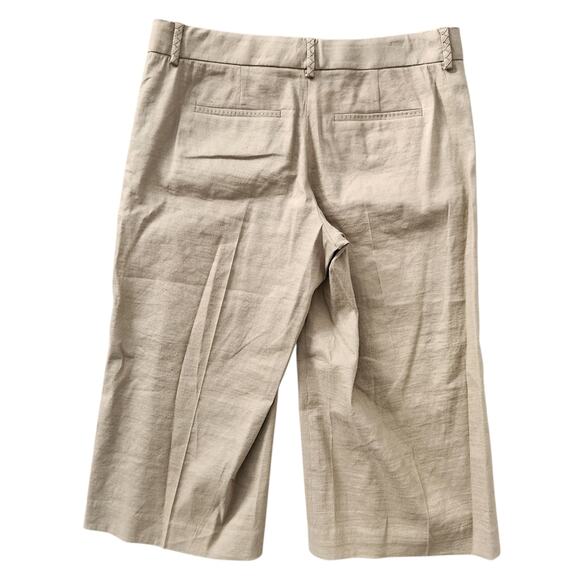 Elie Tahari Linen Blend Wide Leg Capri Pants Tan Brown 6 Retro Y2K Neutral - Picture 2 of 7